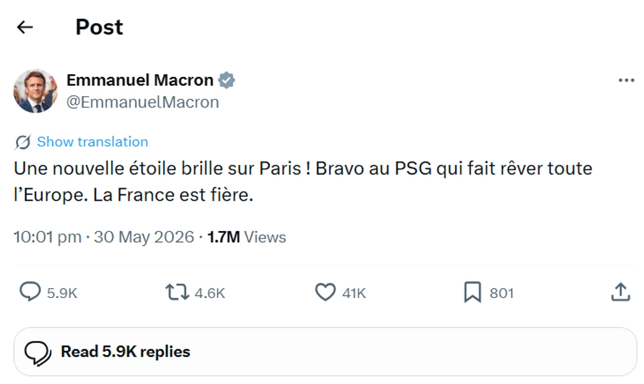 Postarea lui Emmanuel Macron, de pe platforma X