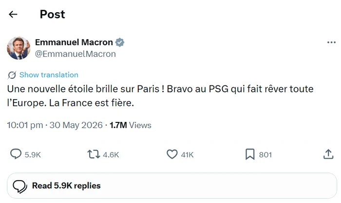 Postarea lui Emmanuel Macron, de pe platforma X