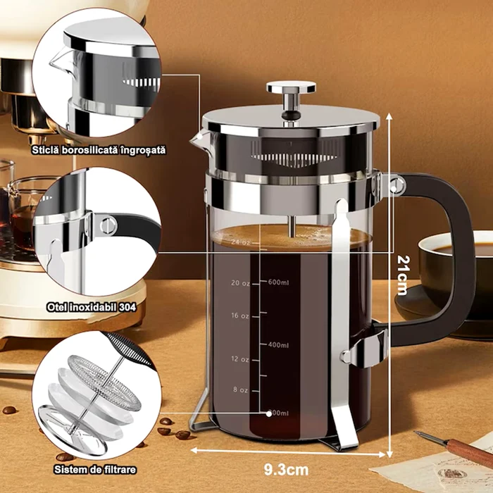 Cafetieră cu filtru și piston French Press Sursă eMAG jpg
