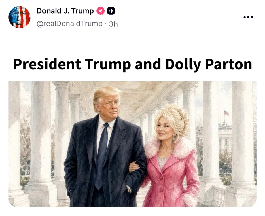 trump dolly parton AI