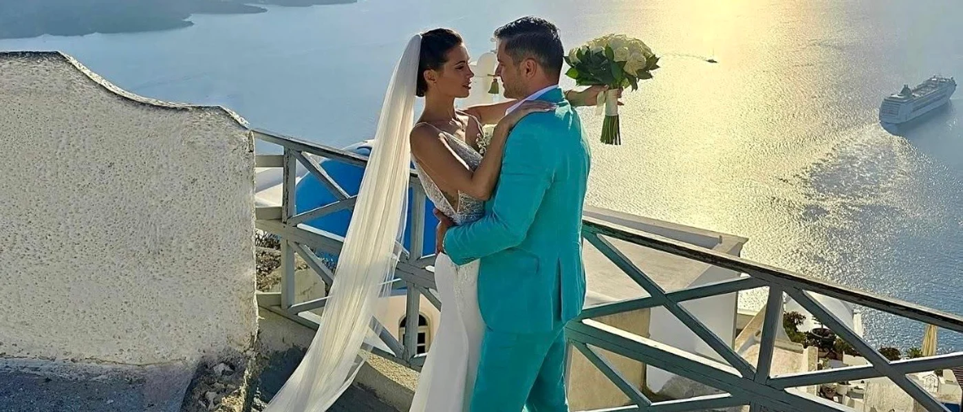 Anda Călin și Liviu Vârciu, la cununia din Santorini 