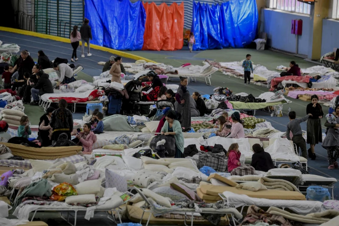 Refugiaţi de etnie romă într-un adăpost din Chişinău FOTO EPA-EFE