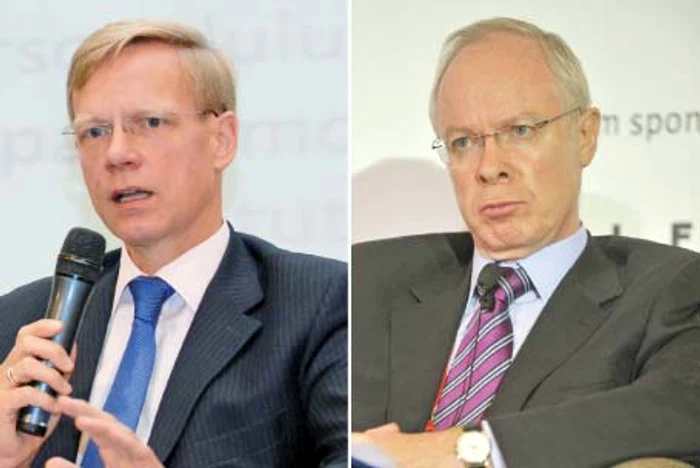 Printre cele mai mari instituţii de credit de pe piaţa locală sunt Raiffeisen Bank, condusă de Steven van Groningen (mijloc), şi BCR, manageriată de Dominic Bruynseels (dreapta) Foto: agerpres, mediafax