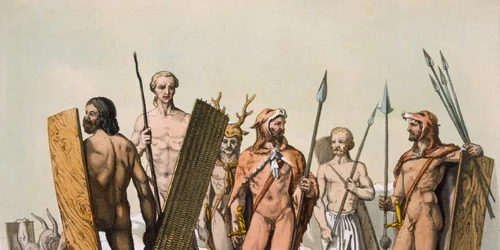 Italian School   Ancient Celtic warriors dressed for battle with a shaman c1800 18   (MeisterDrucke 450437) jpg