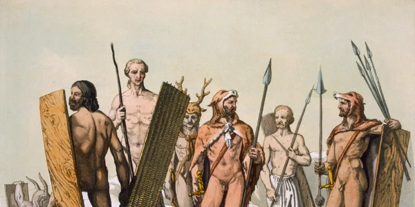 Italian School   Ancient Celtic warriors dressed for battle with a shaman c1800 18   (MeisterDrucke 450437) jpg