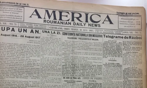«Dedicată ție, scumpă Românie!» Un articol din ziarul diasporei românești din America din 28 August 1917 jpeg