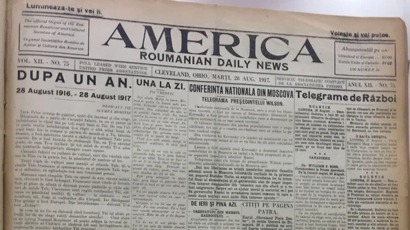 «Dedicată ție, scumpă Românie!» Un articol din ziarul diasporei românești din America din 28 August 1917 jpeg