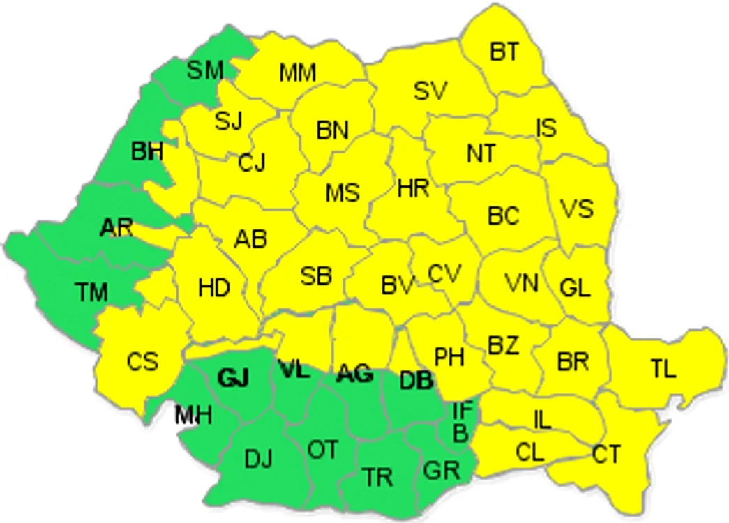Astăzi și mâine este ”cod galben” de ploi în aproape toată țara