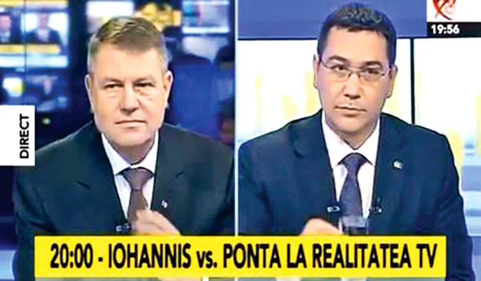 Imagine cu cei doi contracanditaţi în platoul Realitatea Tv