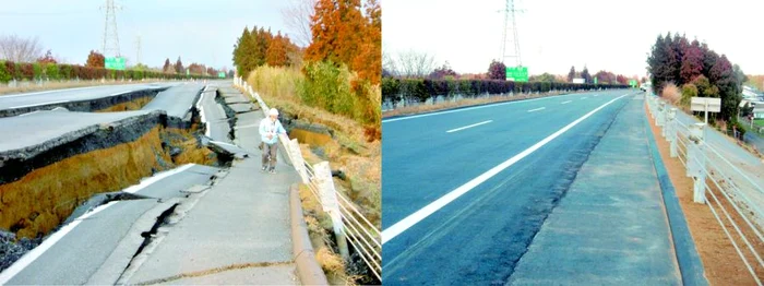 Distrusă de cutremul din 11 martie, autostrada care traversează ţinutul Kanto a fost refăcută de japonezi în şase zile