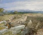 Săpăturile de la Hissarlik situl anticei Troia pictura din 1877 de William Simpson Foto World History Encyclopedia