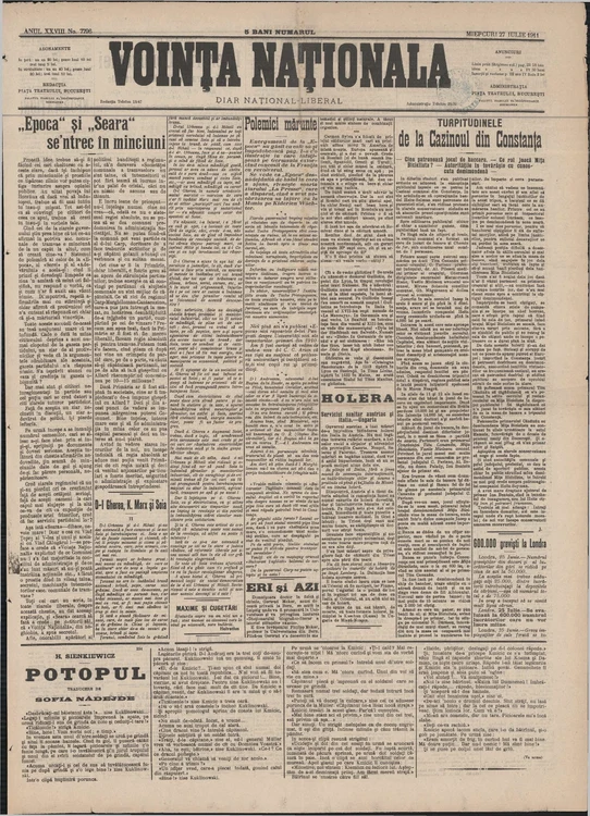Articolul din Voința Națională 