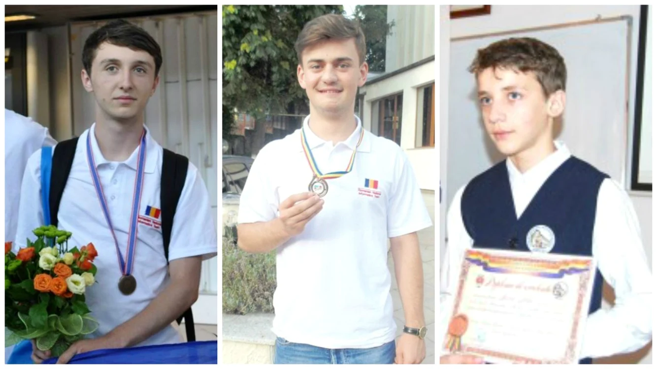 Andrei Popa (stânga), Andrei Chiriac (mijloc) şi Alin Sava (dreapta) sunt trei dintre elevii de excepţie din Vaslui