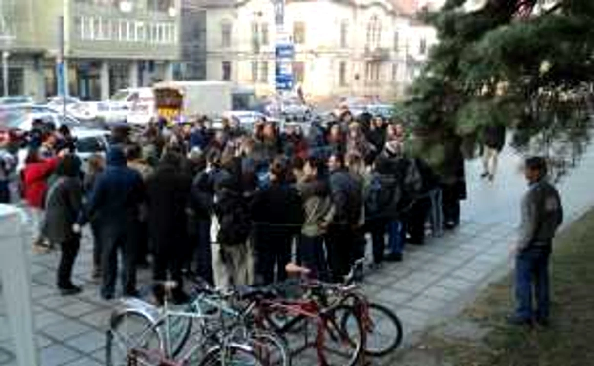 Studenţii au protestat în centrul Clujului. 