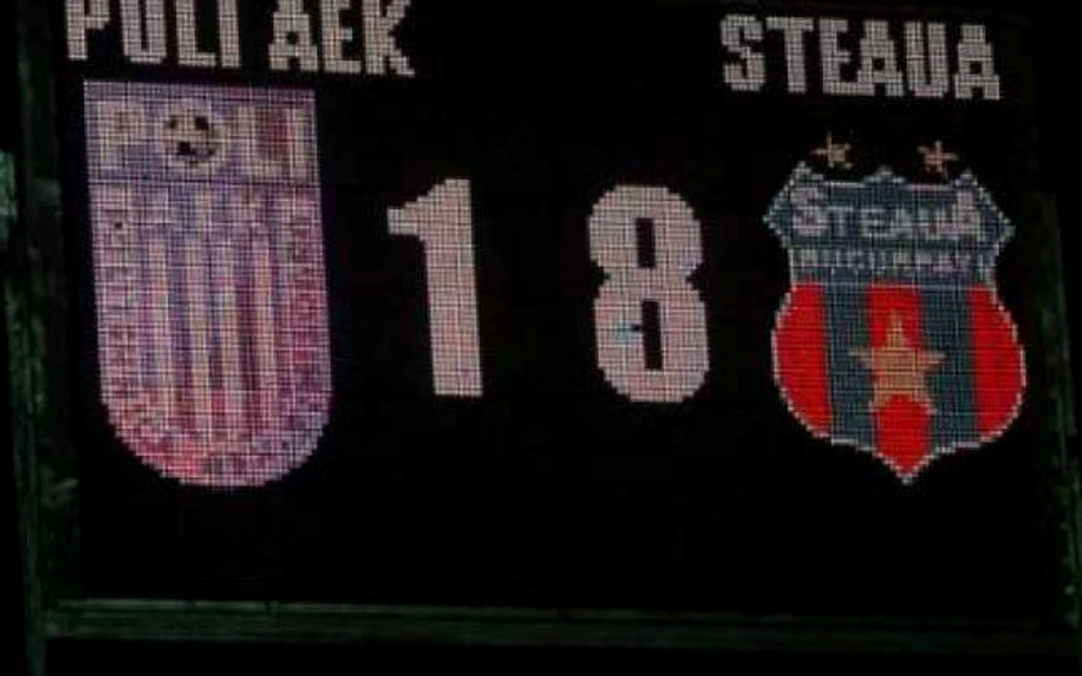Tabela de marcaj de pe stadionul "Dan Păltinişanu" după meciul Poli-Steaua din 2004 FOTO Sport.ro