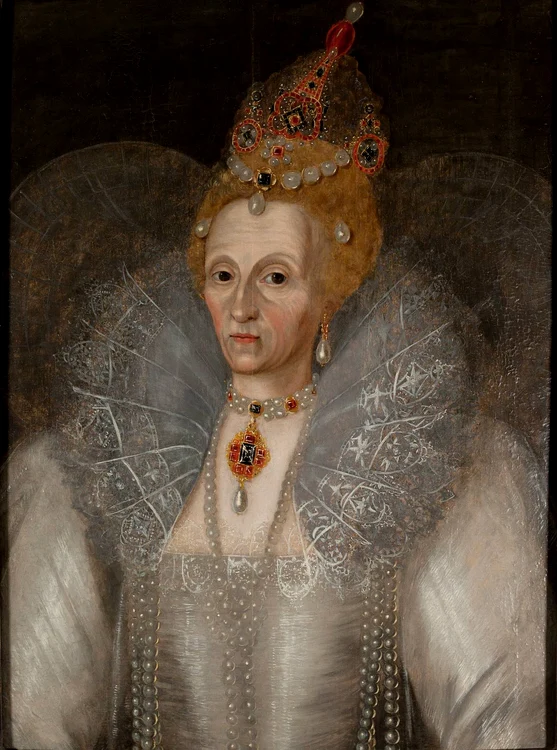 Regina Elisabeta I a Angliei, circa 1595. Portret atribuit lui Marcus Gheeraerts cel Tânăr