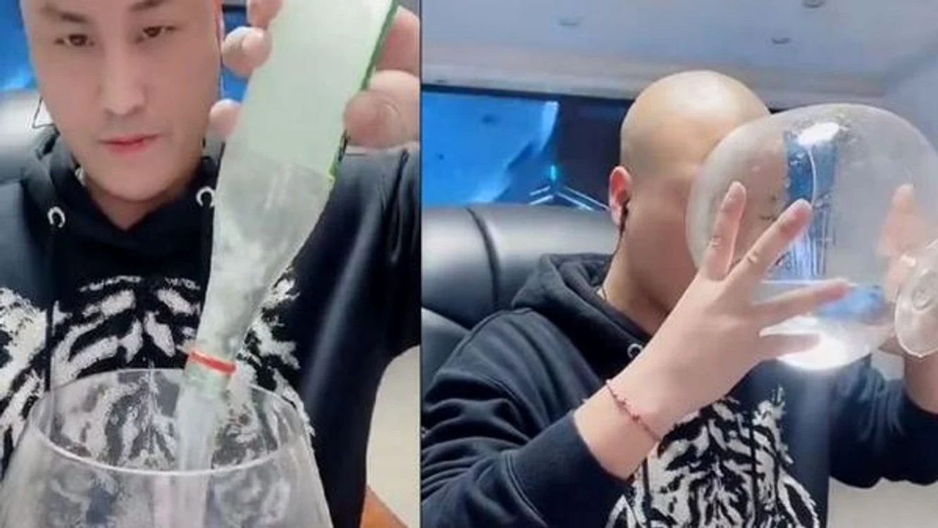 Influencerul a băut live șapte sticle de alcool - captură