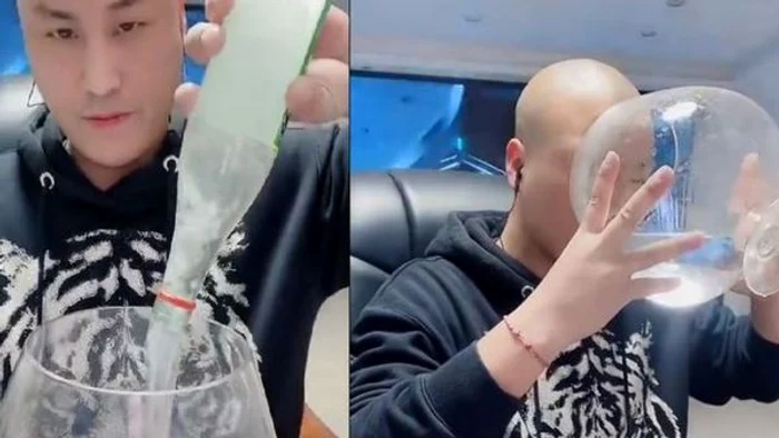 Influencerul a băut live șapte sticle de alcool - captură
