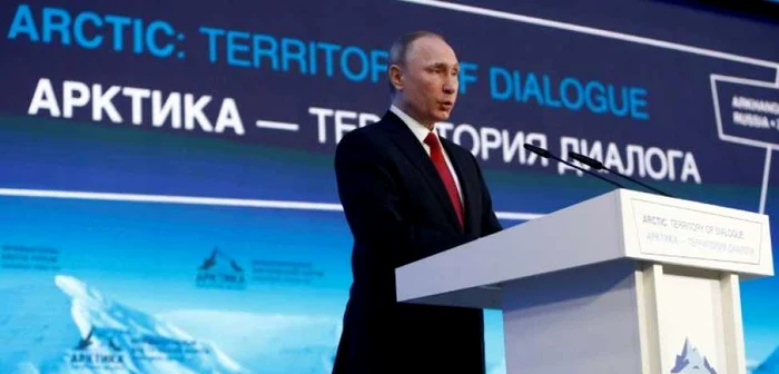 Vladimir Putin, la forumul „Arctica, teritoriul dialogului“ FOTO AFP