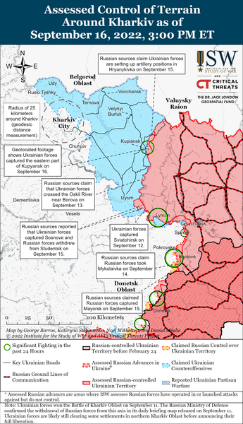 LIVE TEXT | Război în Ucraina. Forțele ucrainene-FAU au capturat tot orașul Kupiansk pe 16 septembrie. FAU au bombardat Valuyki în Rusia