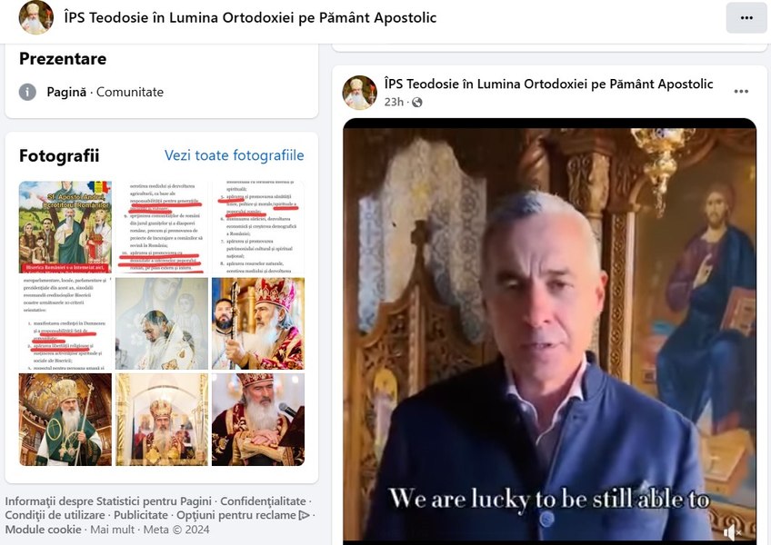 O pagină de Facebook ce pare a fi a ÎPS Teodosie îl promovează pe candidatul Călin Georgescu. Arhiepiscopia Tomisului refuză să răspundă