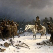 Retragerea lui Napoleon din Moscova, pictură de Adolph Northen din 1851 (© Wikimedia Commons)