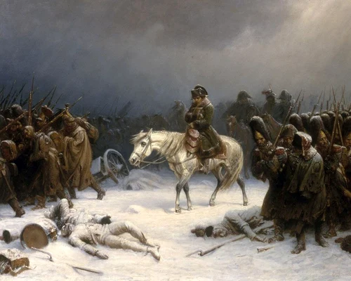 Retragerea lui Napoleon din Moscova, pictură de Adolph Northen din 1851 (© Wikimedia Commons)