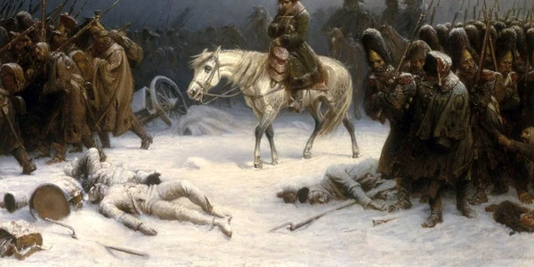 Retragerea lui Napoleon din Moscova, pictură de Adolph Northen din 1851 (© Wikimedia Commons)