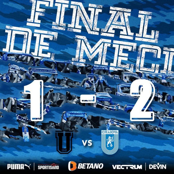 Universitatea Craiova a câștigat în derby-ul cu FCU Craiova (2-1), în Superligă