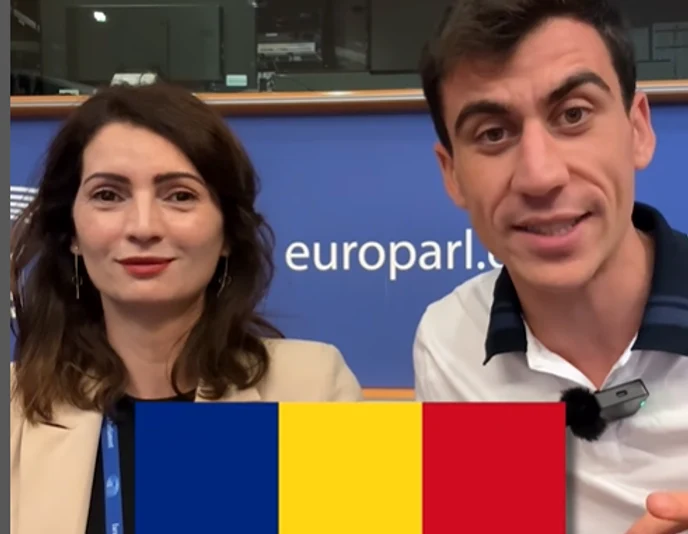 Gina Voinea și singurul YouTuber din Parlamentul European. FOTO: Captura Instagram