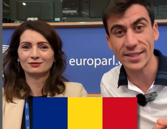 Gina Voinea și singurul YouTuber din Parlamentul European. FOTO: Captura Instagram