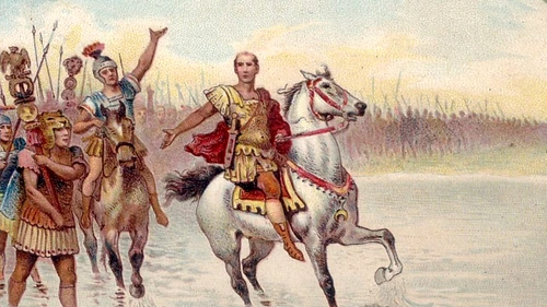 Calendar 10 ianuarie: 49 î Hr    Iulius Cezar a trecut Rubiconul, declanșând războiul civil împotriva lui Pompei jpeg