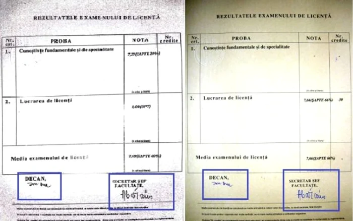 Diplome de licenţă - originală şi contrafăcută - verso Foto Adevărul