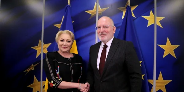 Viorica Dancila si Frans Timmermans FOTO gov.ro