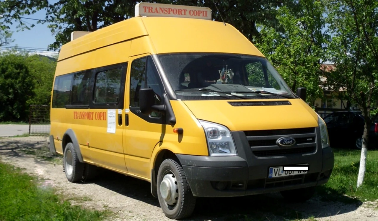 Microbuz şcolar din Vâlcea Foto Adevărul - credit DMS