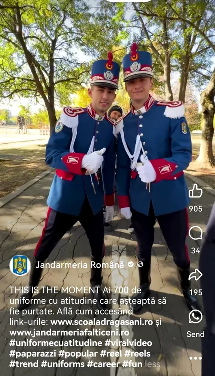 Campanie de recrutare a jandarmerie Române - Foto Captura video Facebook