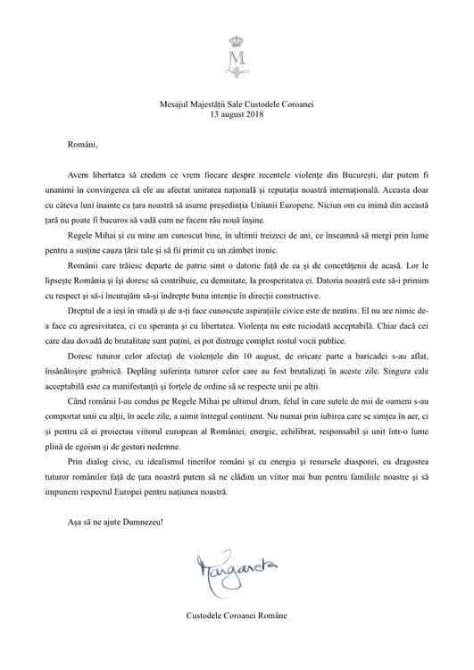 Mesajul MS Custodele Coroanei 13august2018 jpg jpeg