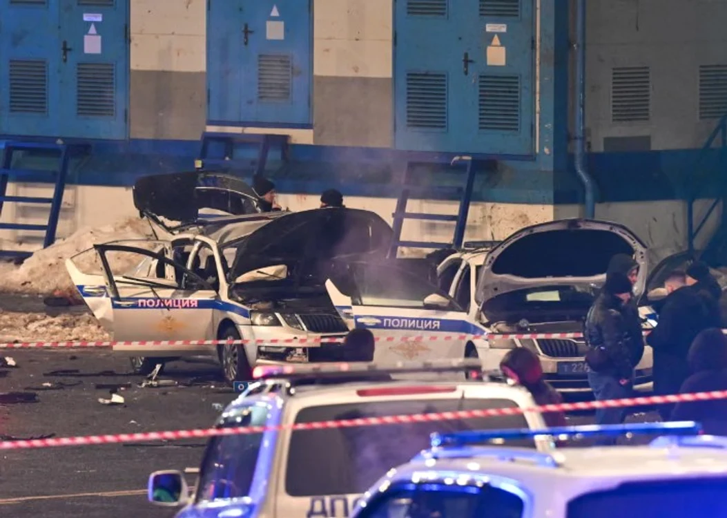 Scena după o explozie care a ucis un ofițer de poliție rus FOTO: getty images