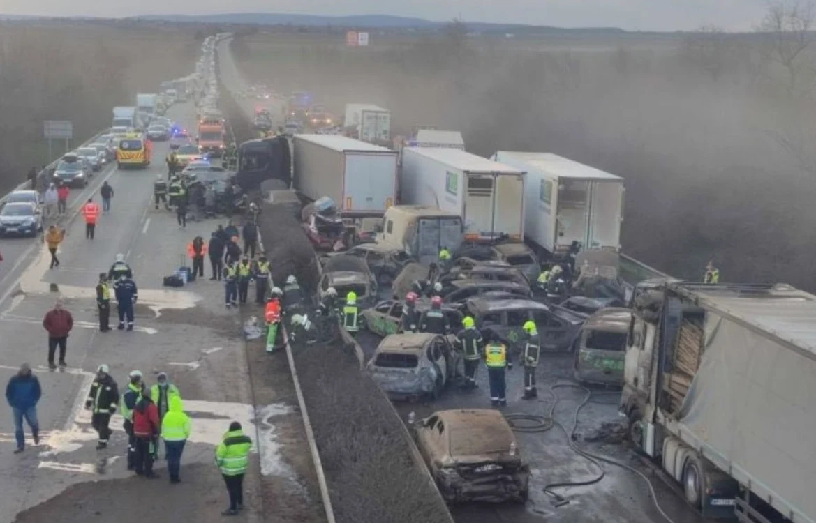 Accident în lanț FOTO Poliția Națională din Ungaria
