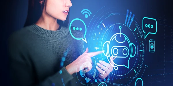 Inteligenta artificiala - holograma - robot - discutie FOTO Shutterstock 