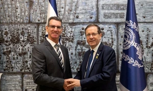 Întâlnirea dlui Ambasador Dr  Lior Ben Dor cu Președintele Statului Israel, E S  Isaac Herzog  Foto Facebook Ambasada Israelului în România jpg