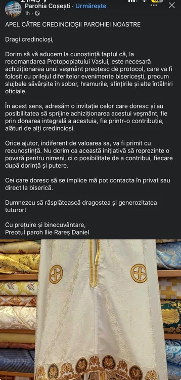 Postarea a fost ștearsă la scurt timp după publicare.