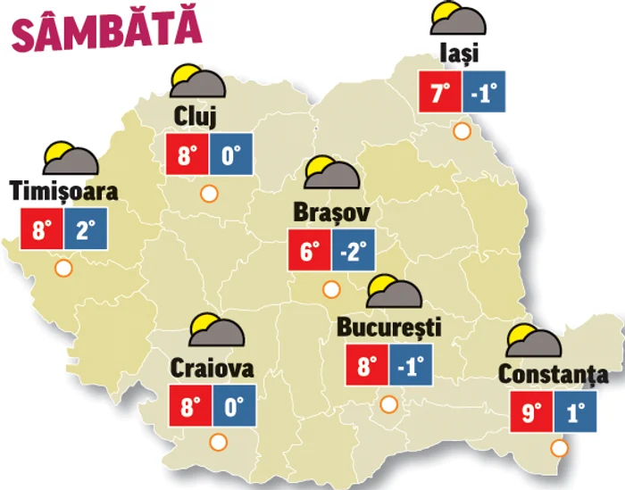 Prognoza meteo 5 decembrie anunță că temperaturile vor fi în scădere ușoară