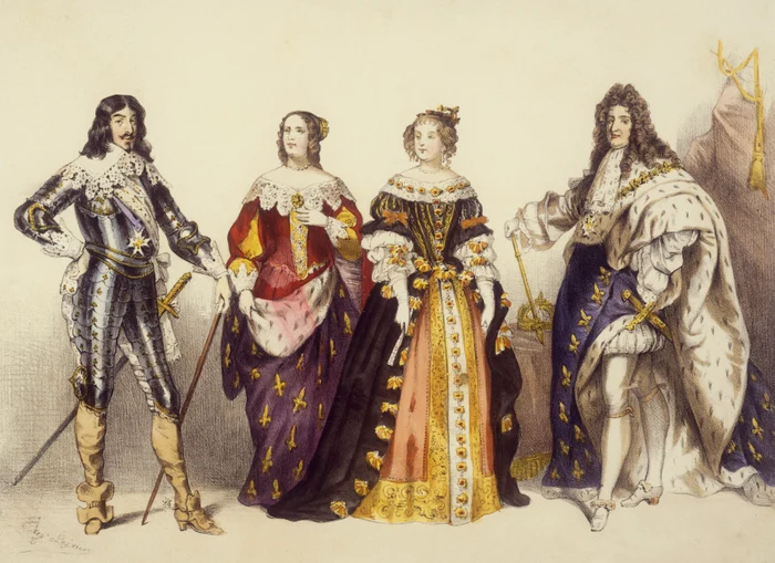 Casa de Bourbon; de la stânga la dreapta Ludovic al XIII lea (domnie 1610 și 1643) și Ana de Austria; Maria Tereza, cunoscută sub numele de de Austria, și Ludovic al XIV lea (domnie 1643   1715)  profimedia 0278810662 jpg