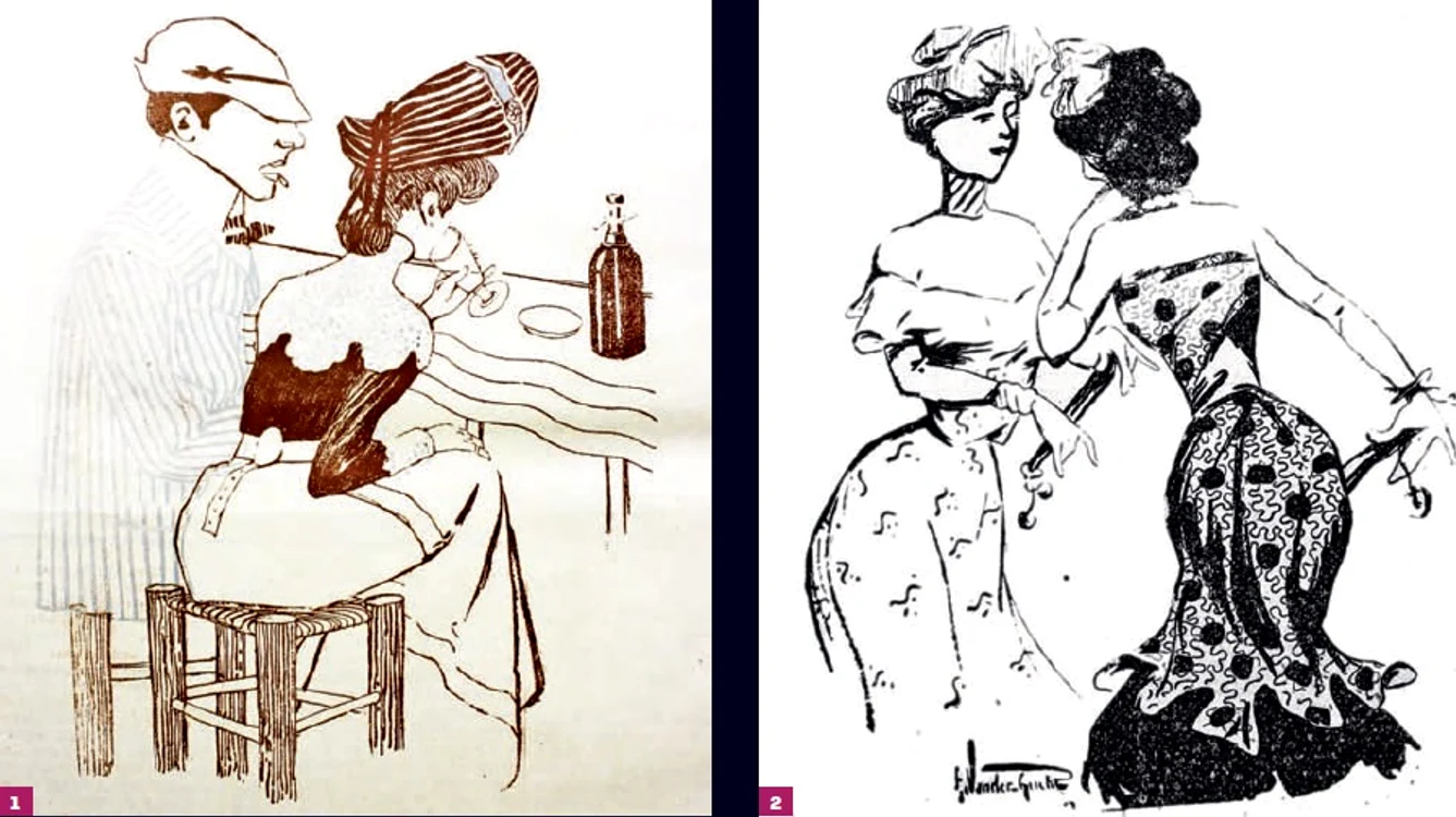 Moravurile epocii,  în revista „Furnica”,  la începutul secolului XX. 
1) 1905. Precauţiune. „El: Gust aş avea să facem o baie în mare. Ea: eu deloc. Nu vezi ce furioase sunt valurile? Dar dacă vrei să te scalzi... dă-mi să-ţi
păstrez eu portofelul” 
2) 1905. „Unde te duci diseară? Nu ştiu. Merg şi eu” 