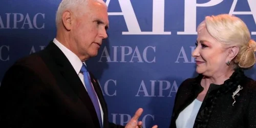 Viorica Dancila si Mike Pence la AIPAC foto gov.ro