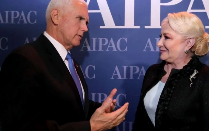 Viorica Dancila si Mike Pence la AIPAC foto gov.ro