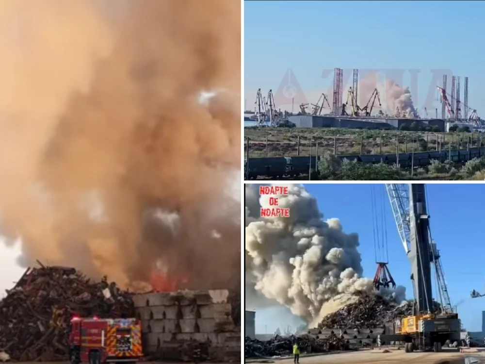 Incendiu în Portul Agigea/FOTO: Facebook/Constanța Info, Ziua de Constanța și Dobrogea Live