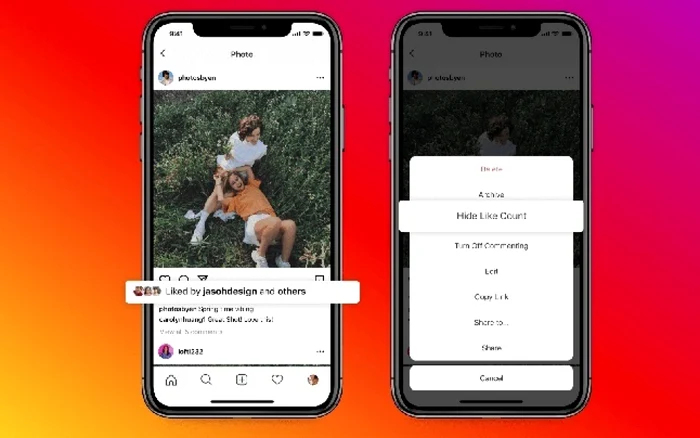 Opţiunea de a ascunde Like-uri în Instagram.