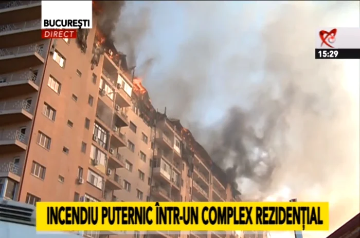 Incendiu puternic într-un cartier rezidenţial din sectorul 3/ captură video